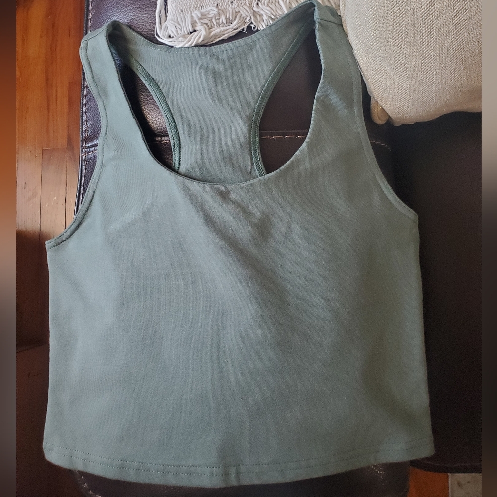 PACT Everyday Double Scoop Longline Bra Green Size Small